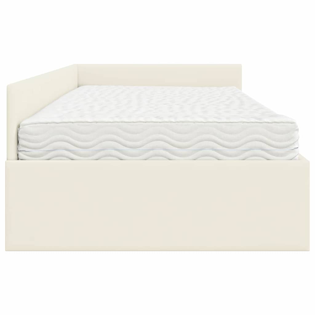 Struttura Letto Angolare con Materasso 2 pcs Crema Velluto 3393621