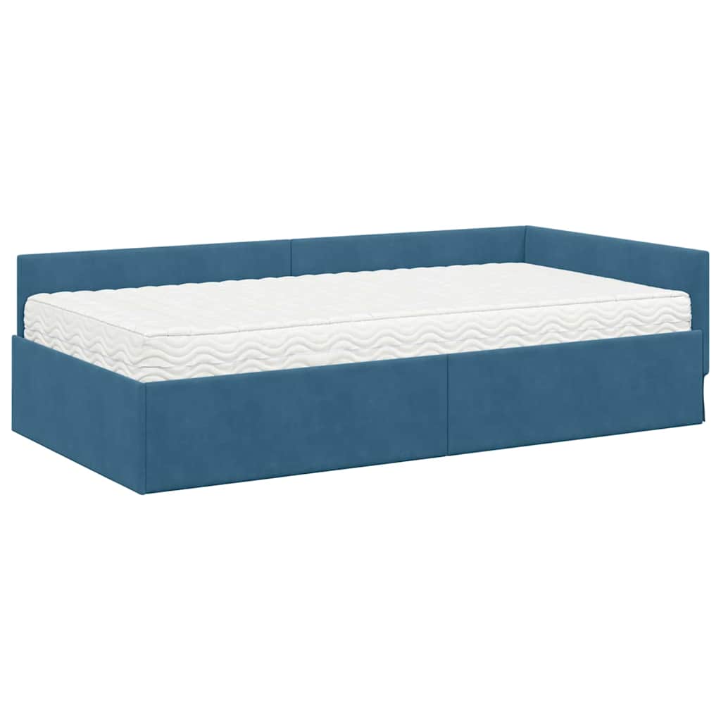 Struttura Letto Angolare con Materasso Altro 2 pcs Blu Velluto 3393623