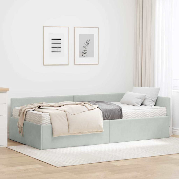 Struttura Letto Angolare con Materasso 2 pcs Grigio chiaro 3393624