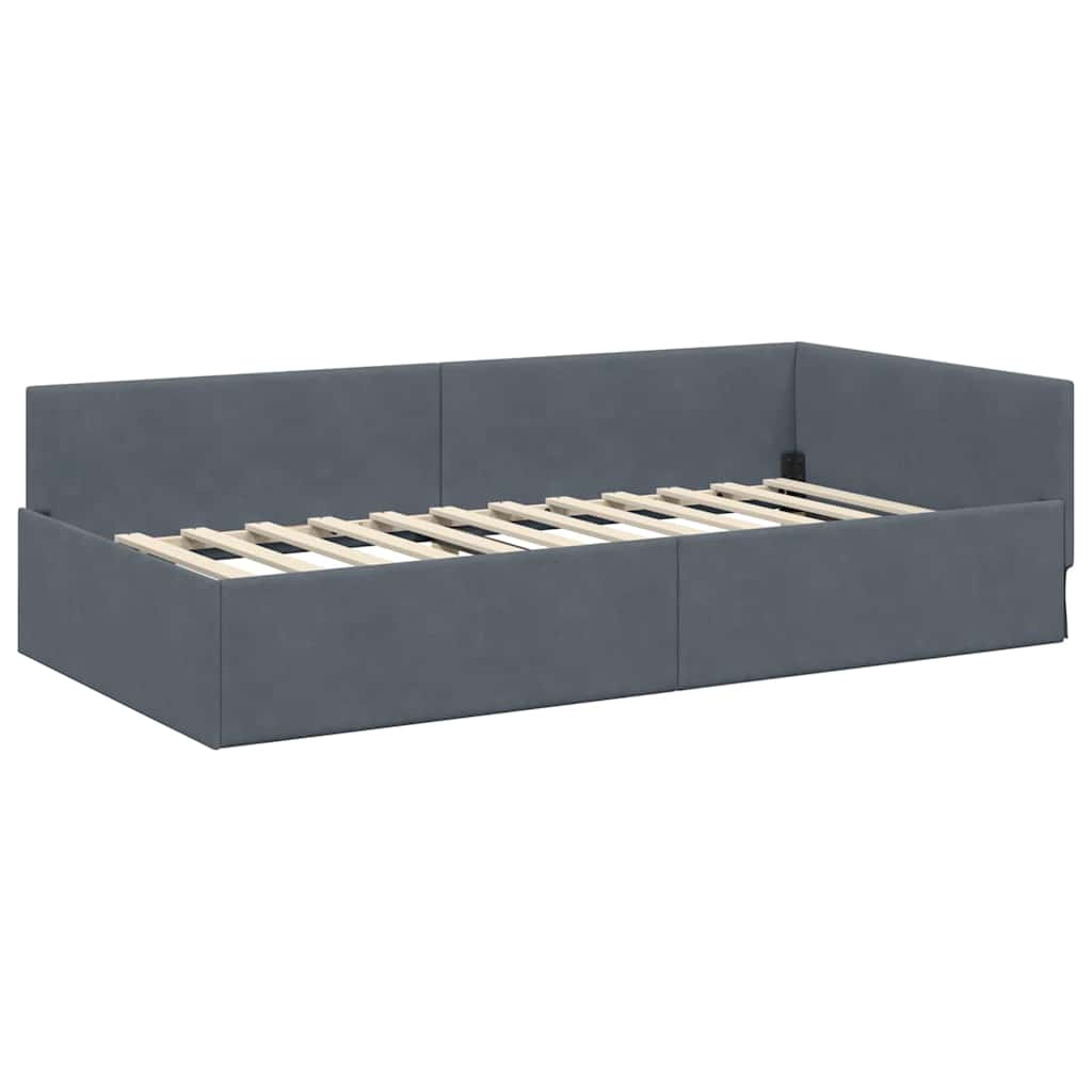 Struttura Letto Angolare con Materasso 2 pcs Grigio Velluto 3393625