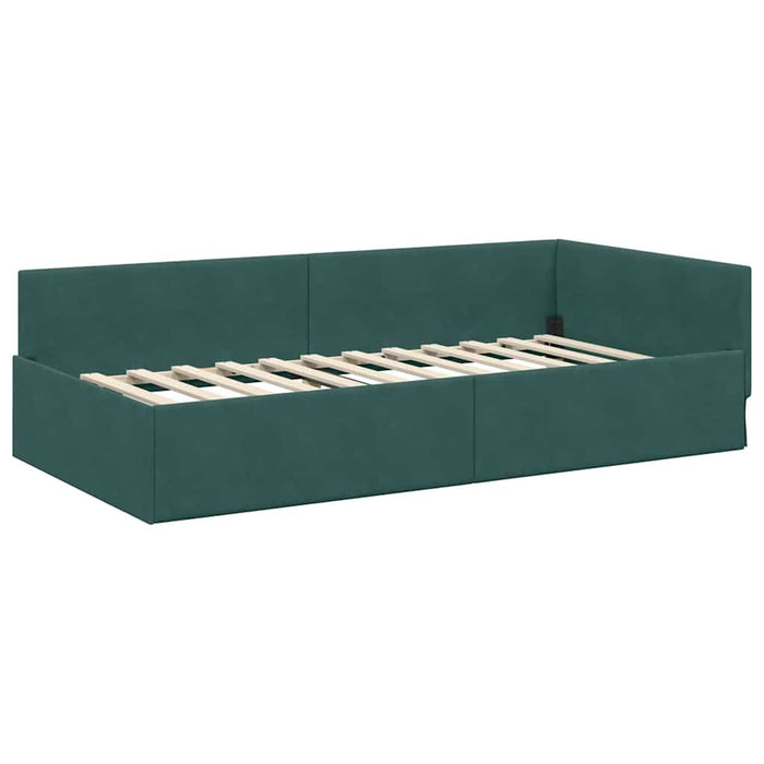 Struttura Letto Angolare con Materasso 2 pcs Verde Velluto 3393626