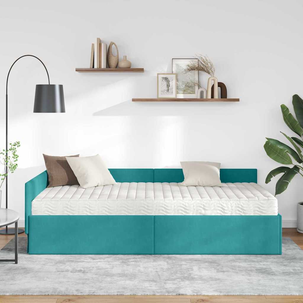 Struttura Letto Angolare con Materasso 2 pcs Verde Velluto