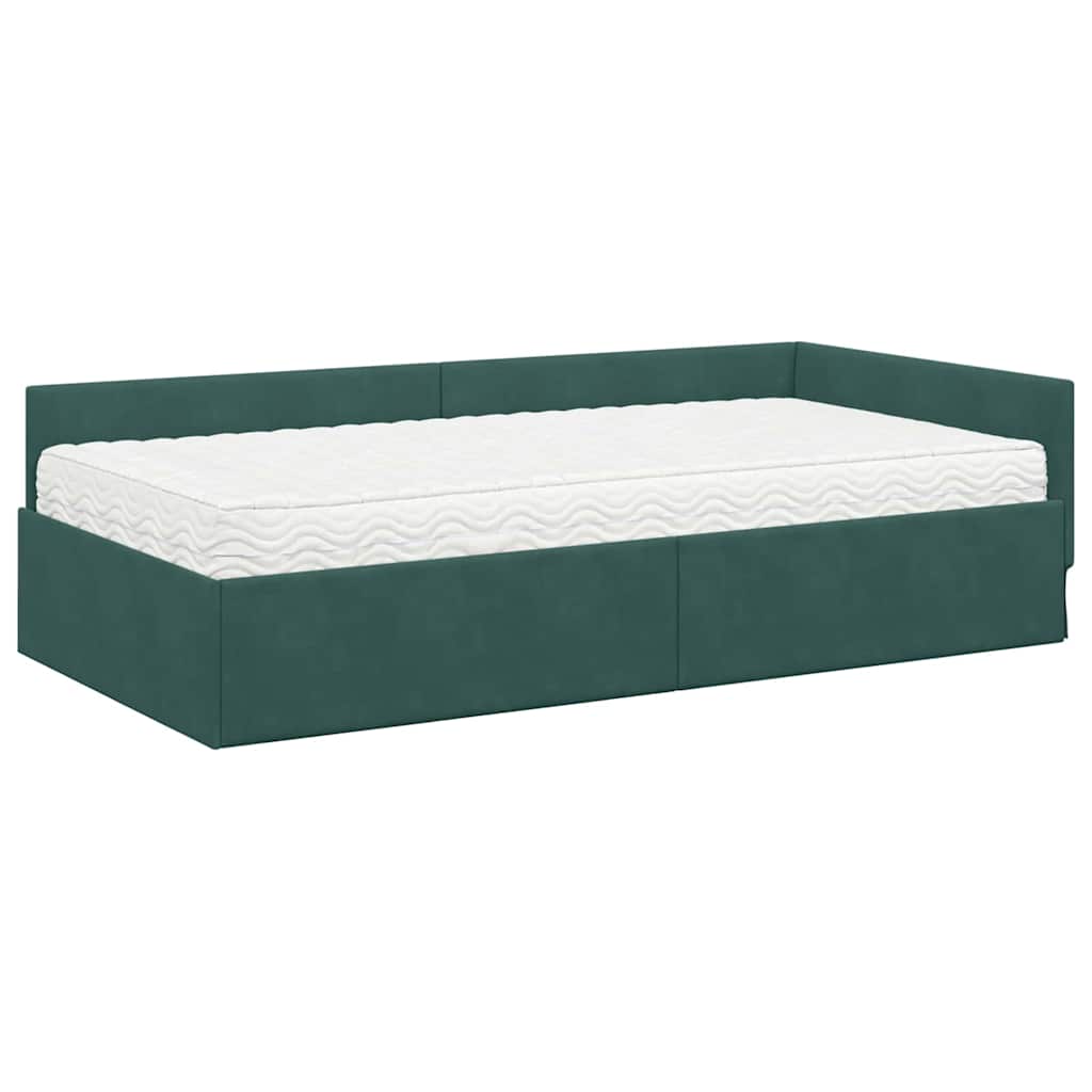 Struttura Letto Angolare con Materasso 2 pcs Verde Velluto 3393636