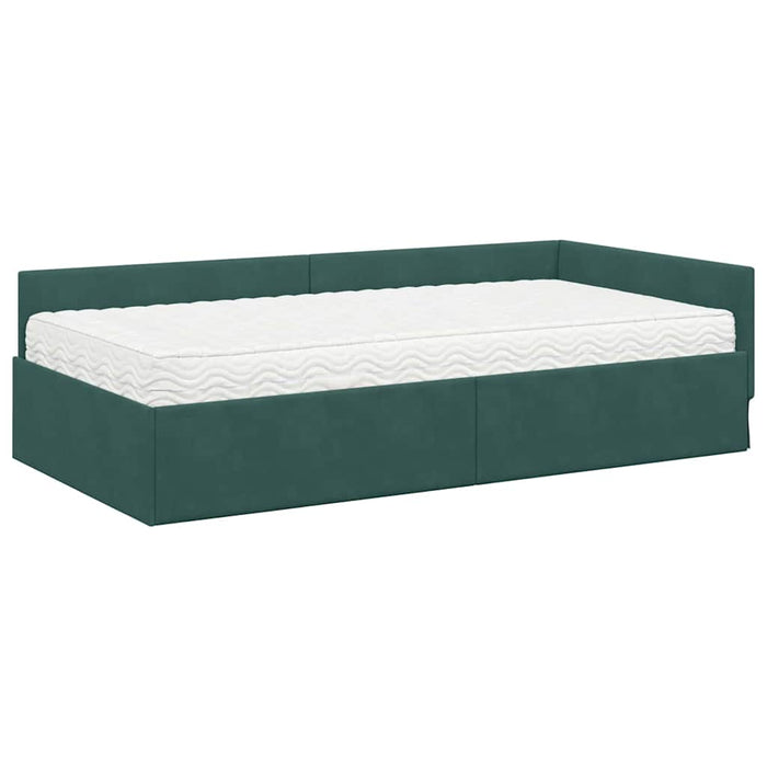 Struttura Letto Angolare con Materasso 2 pcs Verde Velluto 3393636
