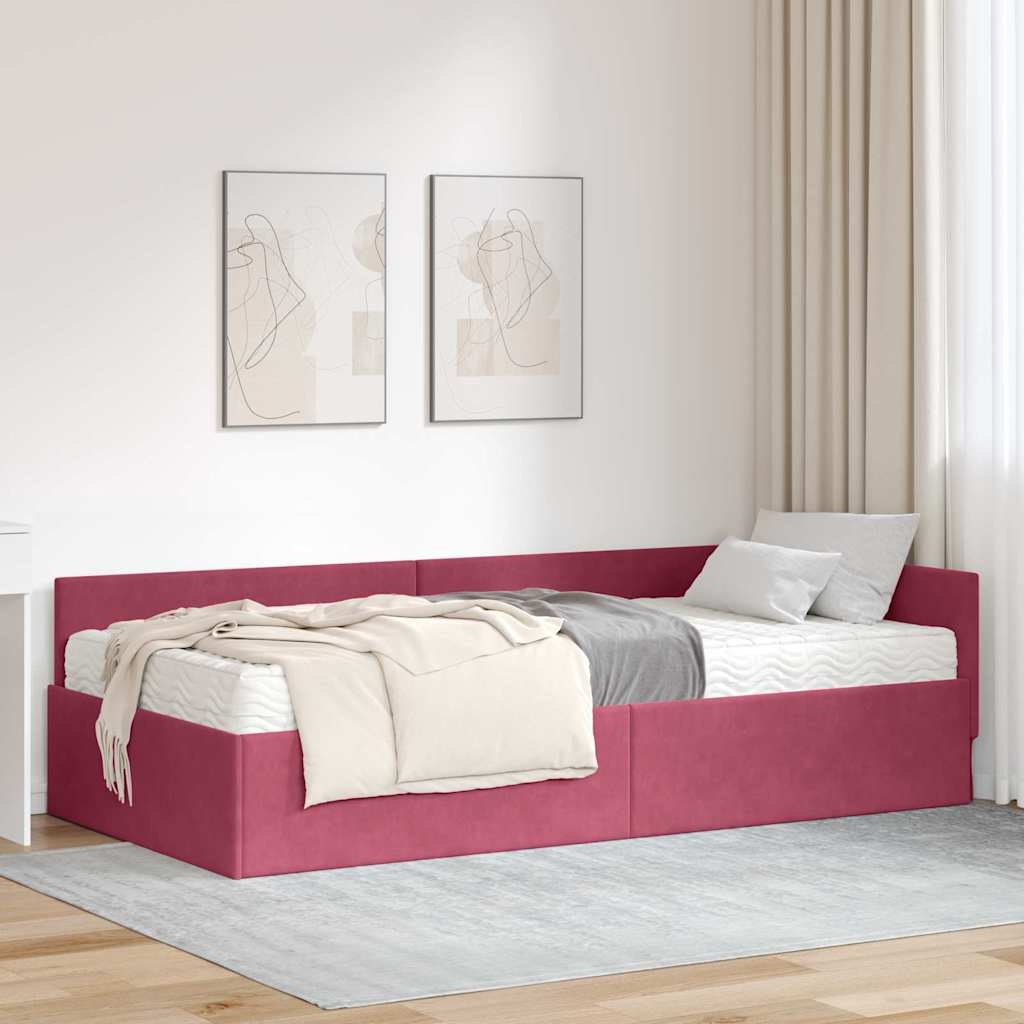 Struttura Letto Angolare con Materasso 2 pcs Verde Velluto 3393638