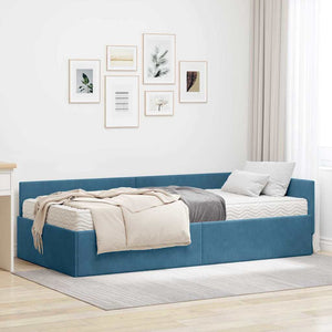 Struttura Letto Angolare con Materasso Altro 2 pcs Blu Velluto 3393643