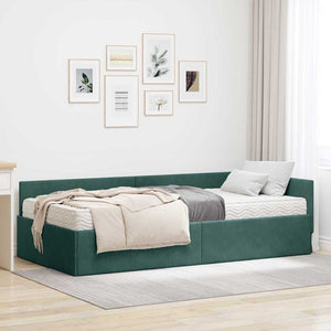 Struttura Letto Angolare con Materasso 2 pcs Verde Velluto 3393646