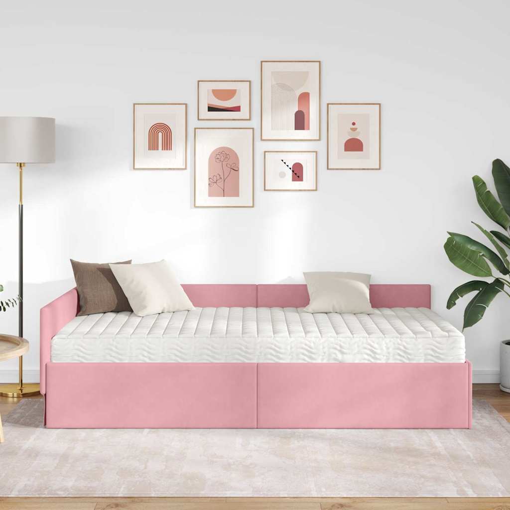 Struttura Letto Angolare con Materasso 2 pcs Grigio Velluto 3393647