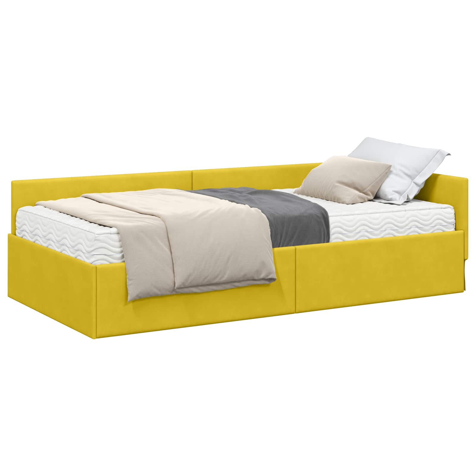 Struttura Letto Angolare con Materasso 2 pcs Giallo Velluto 3393650