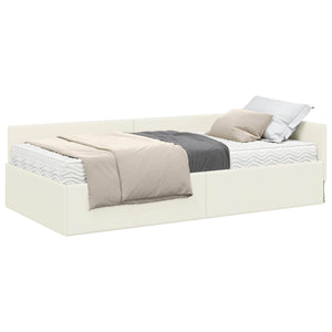Struttura Letto Angolare con Materasso 2 pcs Crema Velluto 3393651