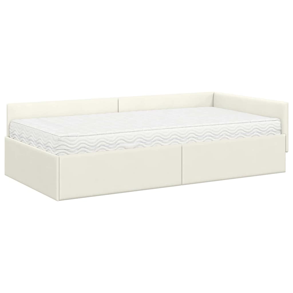 Struttura Letto Angolare con Materasso 2 pcs Crema Velluto 3393651