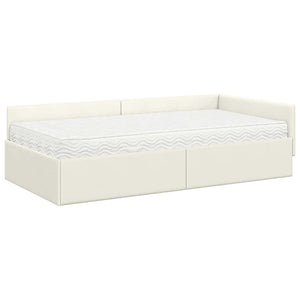 Struttura Letto Angolare con Materasso 2 pcs Crema Velluto 3393651