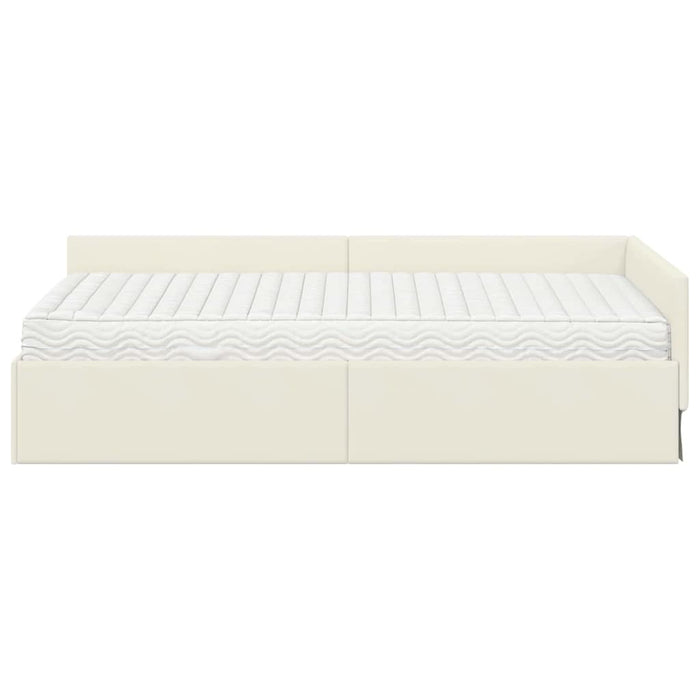 Struttura Letto Angolare con Materasso 2 pcs Crema Velluto 3393651