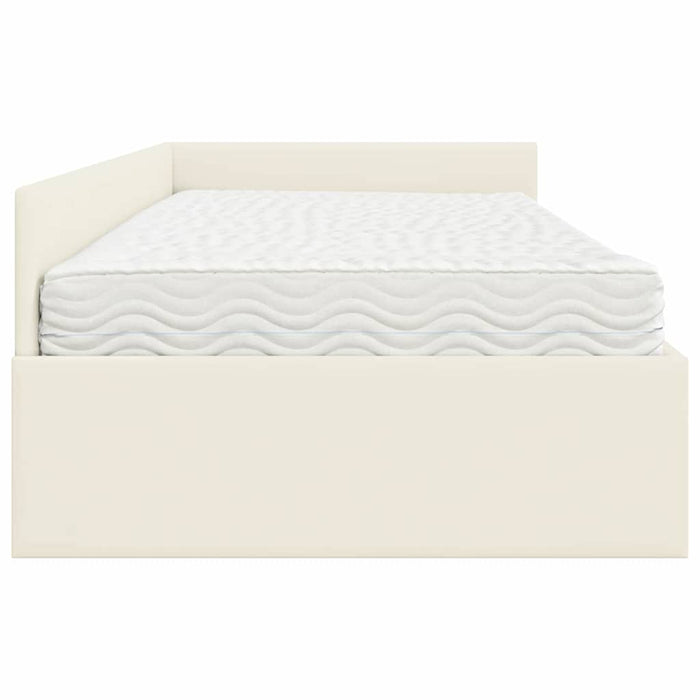 Struttura Letto Angolare con Materasso 2 pcs Crema Velluto 3393651