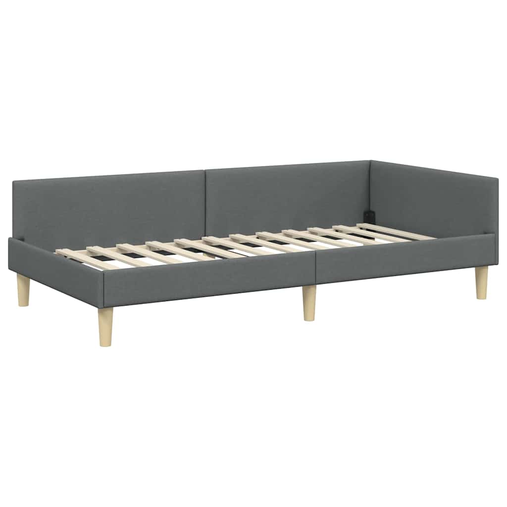 Struttura Letto Angolare con Materasso 2 pcs Grigio Tessuto 3393654