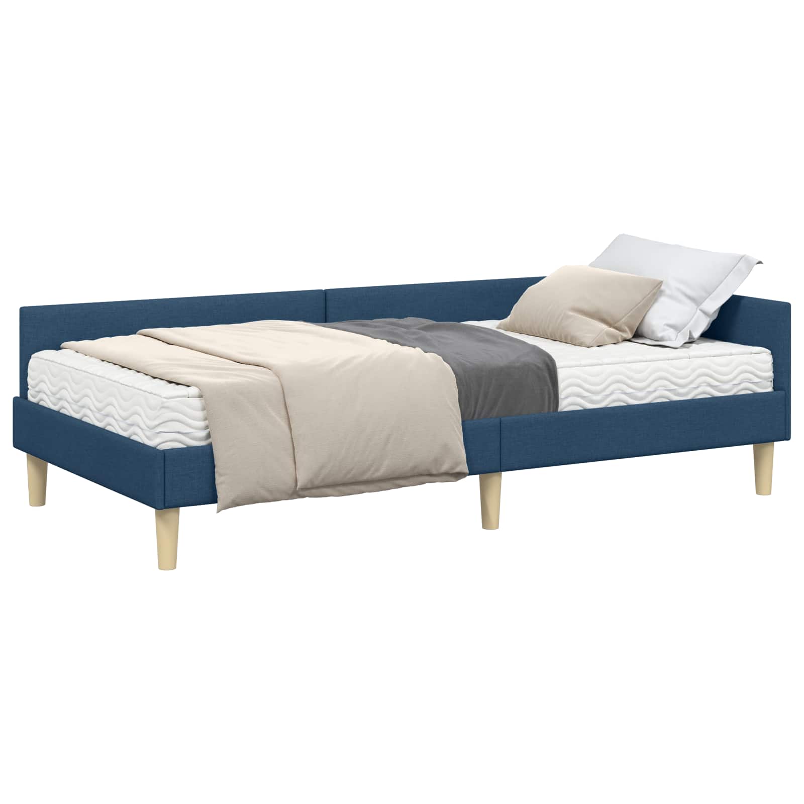 Struttura Letto Angolare con Materasso Altro 2 pcs Blu Tessuto 3393668