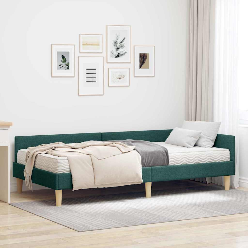 Struttura Letto Angolare con Materasso 2 pcs Verde Tessuto 3393673