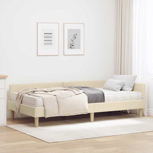 Struttura Letto Angolare con Materasso 2 pcs Crema Tessuto 3393675