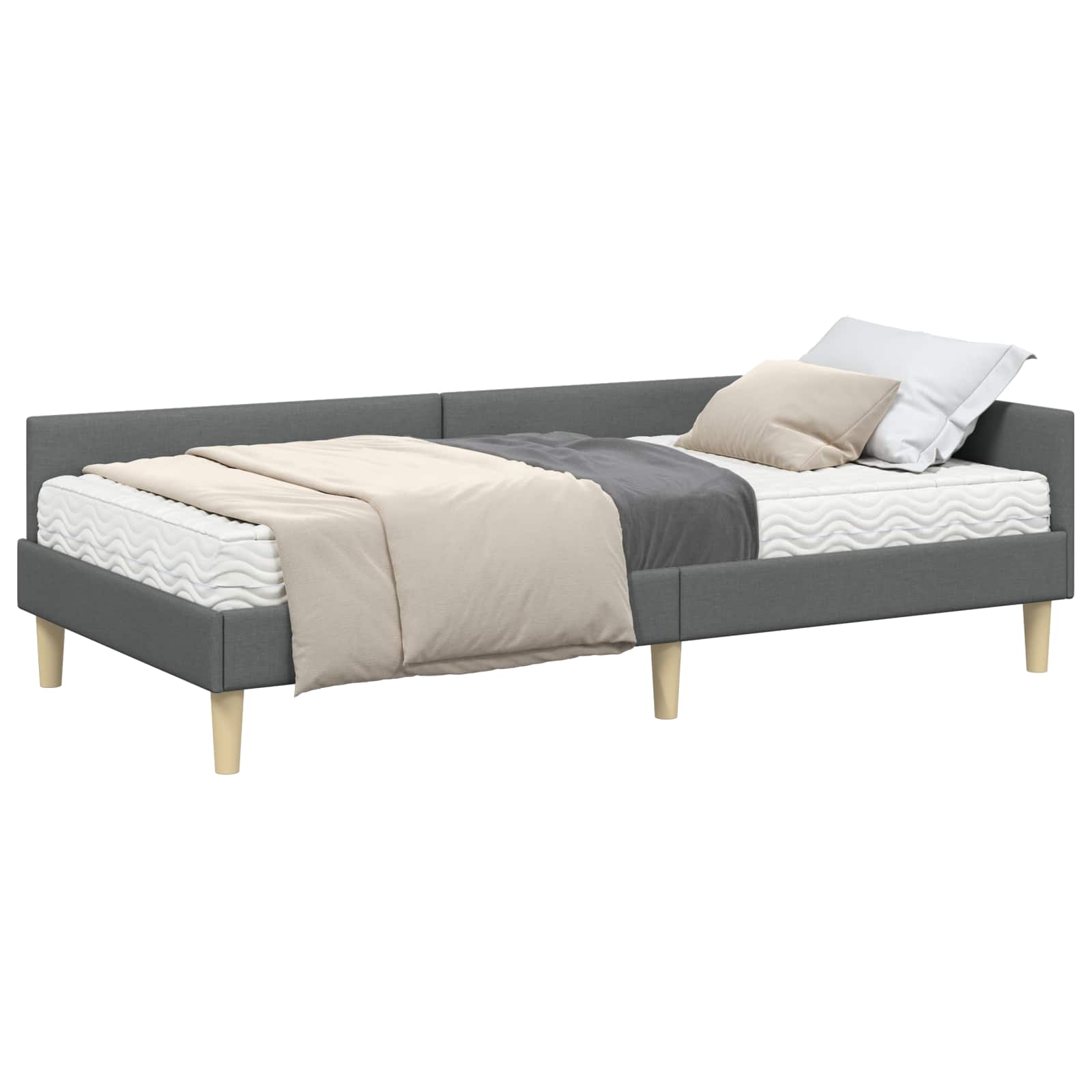 Struttura Letto Angolare con Materasso 2 pcs Grigio Tessuto 3393678