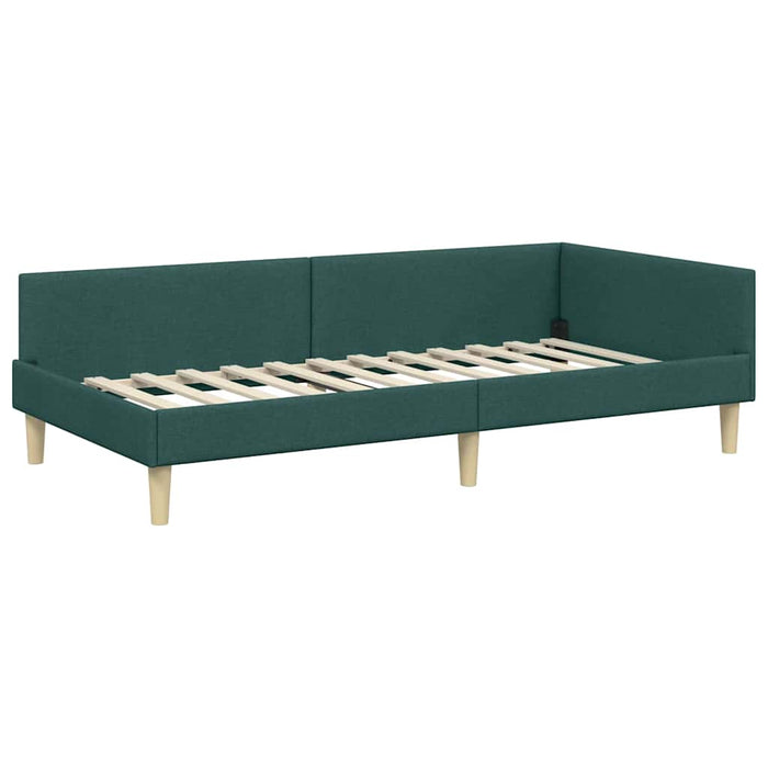 Struttura Letto Angolare con Materasso 2 pcs Verde Tessuto