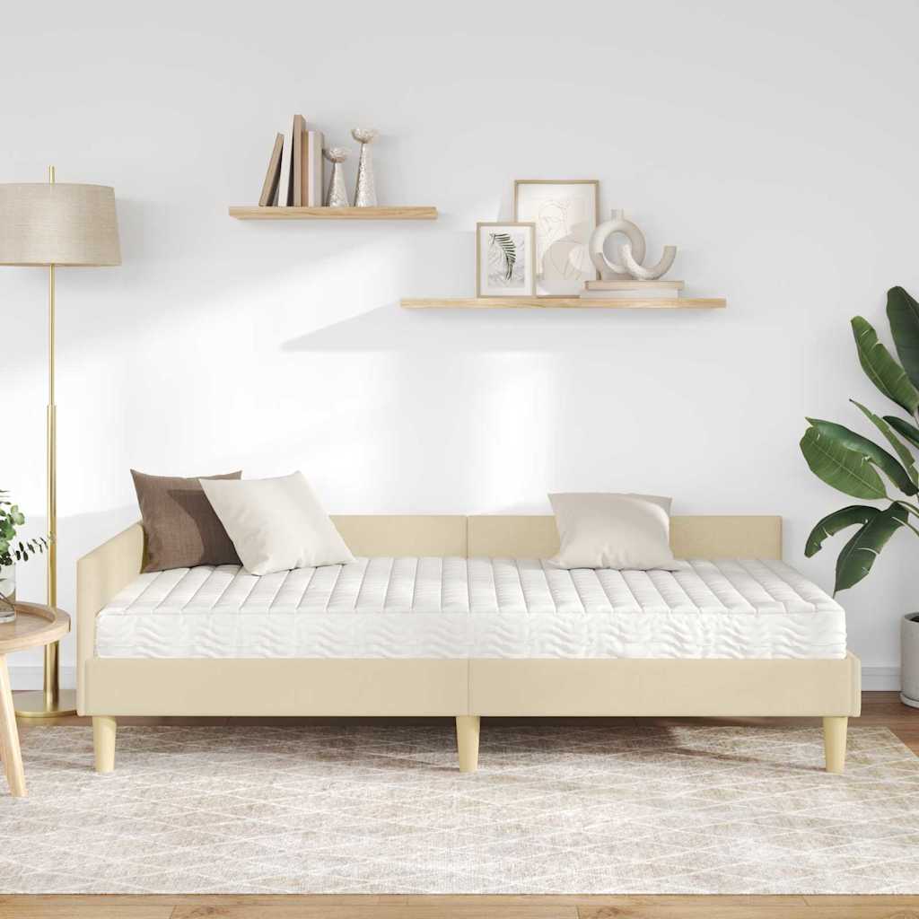 Struttura Letto Angolare con Materasso 2 pcs Crema Tessuto 3393683