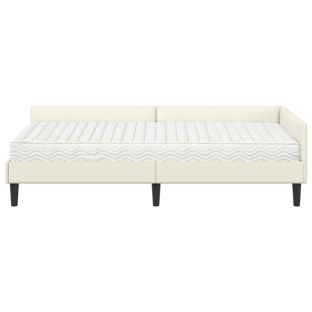 Struttura Letto Angolare con Materasso 2 pcs Crema Velluto 3393693
