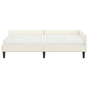Struttura Letto Angolare con Materasso 2 pcs Crema Velluto 3393693