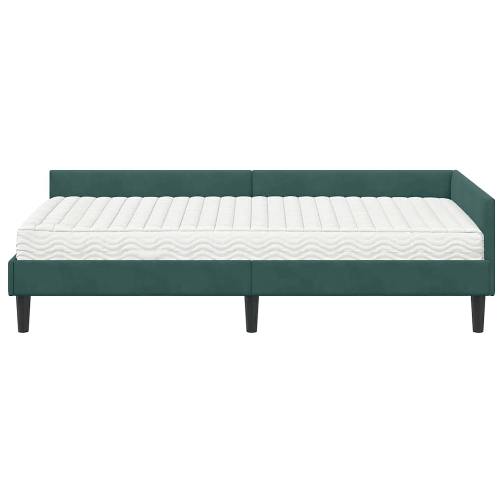 Struttura Letto Angolare con Materasso 2 pcs Verde Velluto 3393698