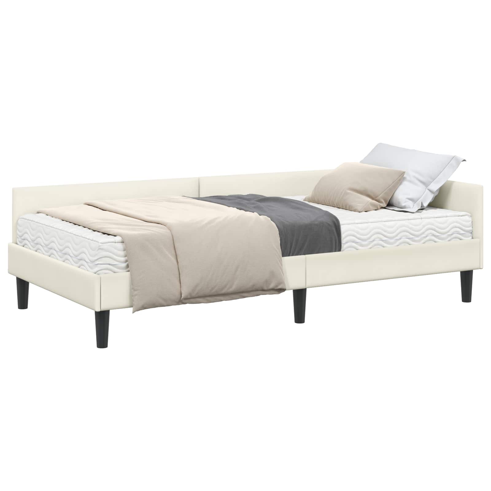 Struttura Letto Angolare con Materasso 2 pcs Crema Velluto 3393703