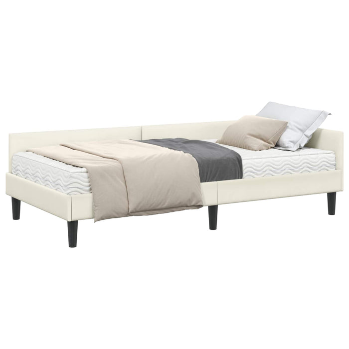 Struttura Letto Angolare con Materasso 2 pcs Crema Velluto 3393703