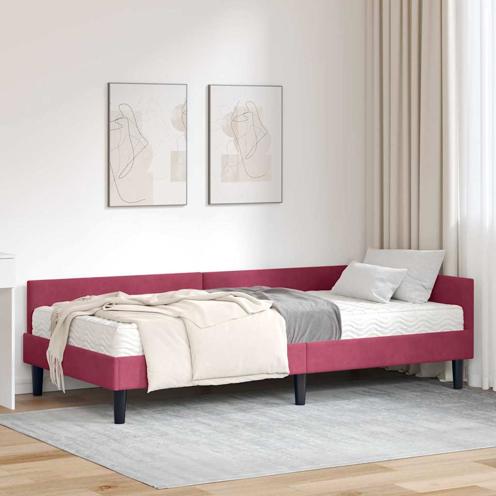 Struttura Letto Angolare con Materasso 2 pcs Verde Velluto 3393710