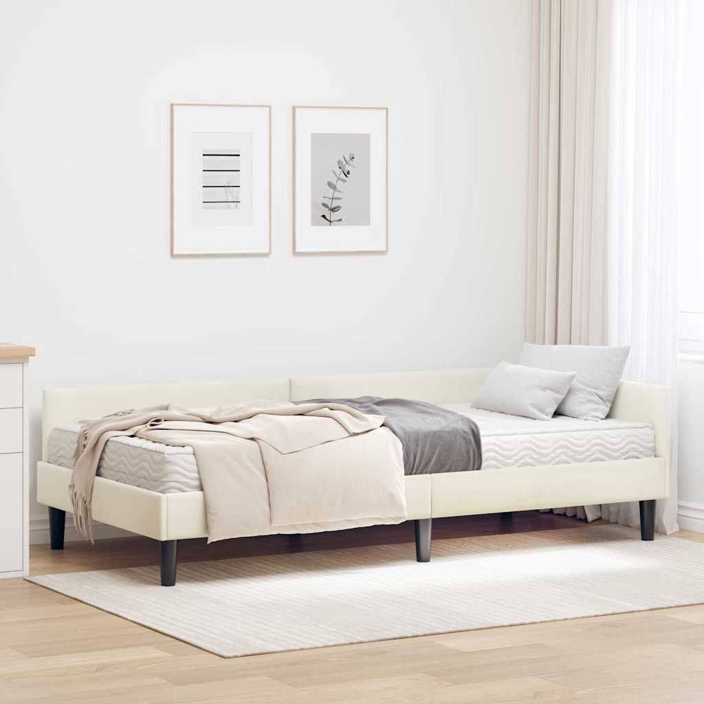 Struttura Letto Angolare con Materasso 2 pcs Crema Velluto 3393713