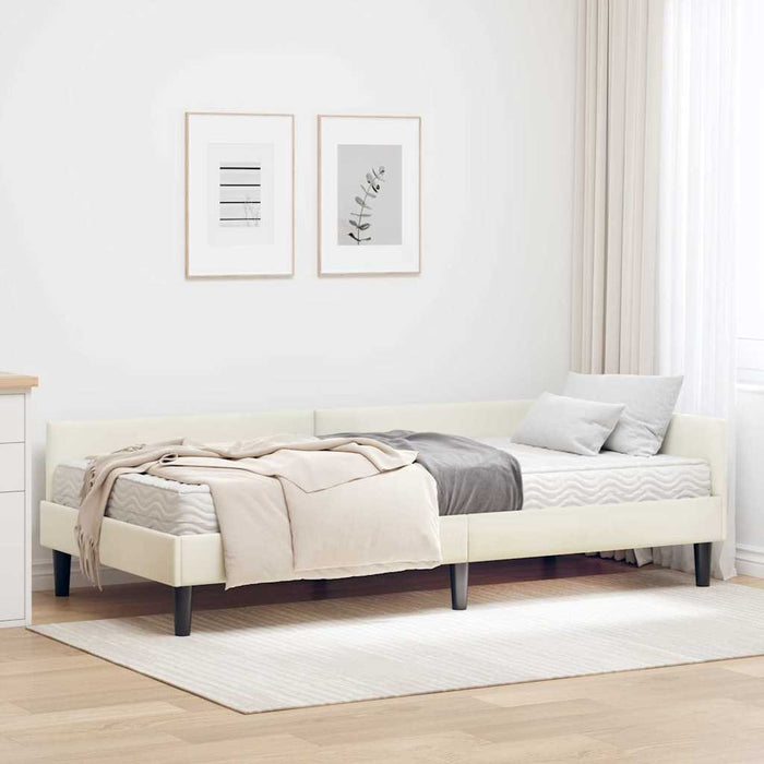 Struttura Letto Angolare con Materasso 2 pcs Crema Velluto 3393713
