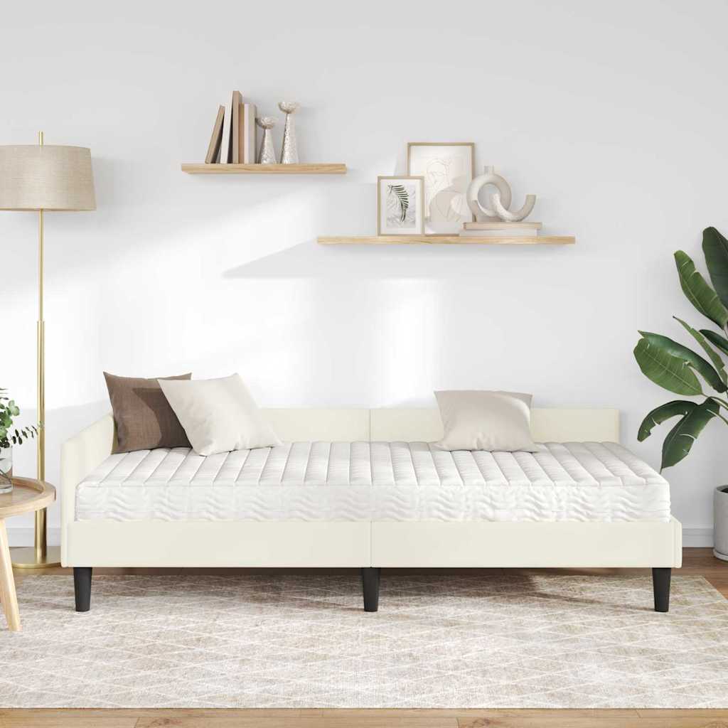 Struttura Letto Angolare con Materasso 2 pcs Crema Velluto 3393713