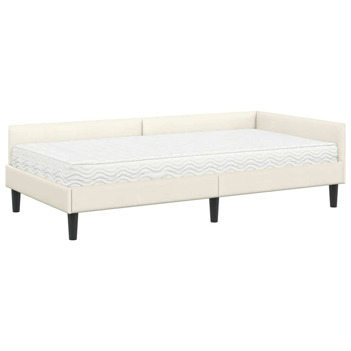 Struttura Letto Angolare con Materasso 2 pcs Crema Velluto 3393713