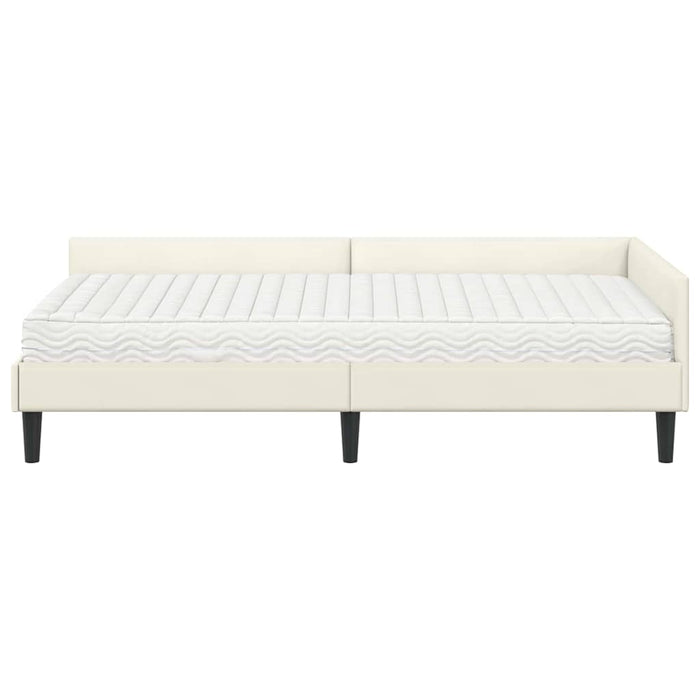 Struttura Letto Angolare con Materasso 2 pcs Crema Velluto 3393713