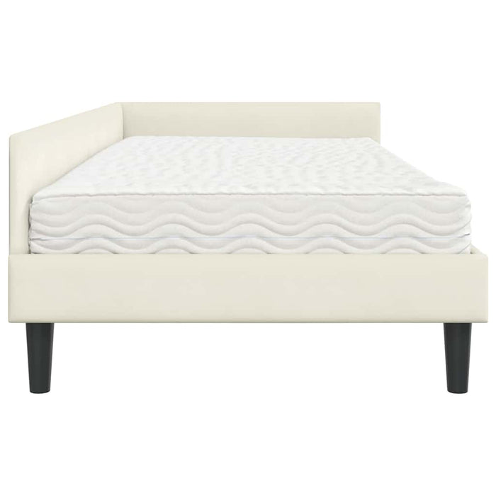 Struttura Letto Angolare con Materasso 2 pcs Crema Velluto 3393713