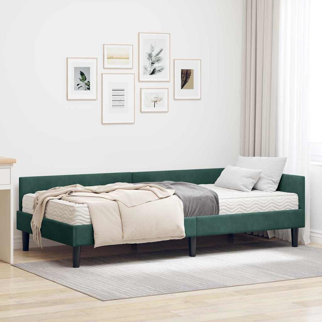 Struttura Letto Angolare con Materasso 2 pcs Verde Velluto 3393718