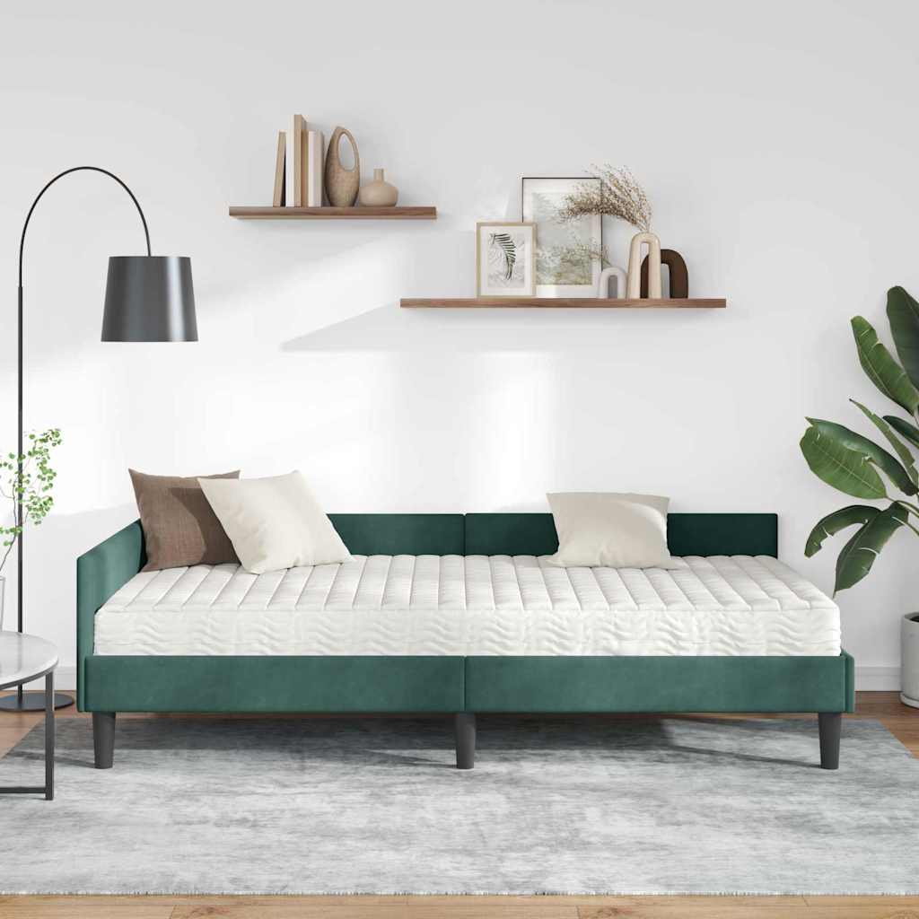 Struttura Letto Angolare con Materasso 2 pcs Verde Velluto 3393718