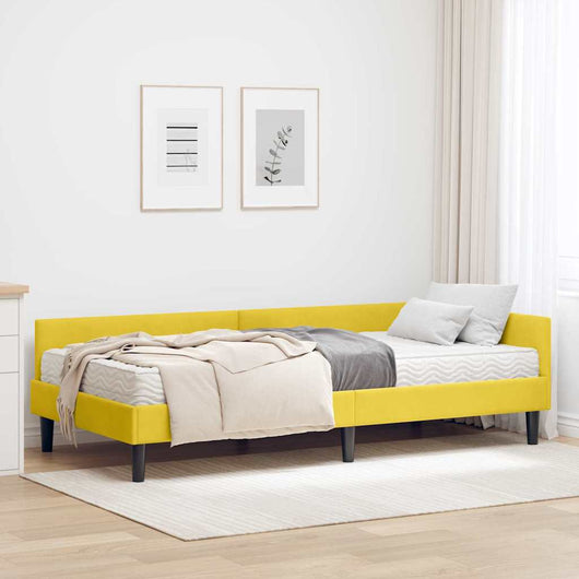 Struttura Letto Angolare con Materasso 2 pz-Giroletto con materasso Giallo Velluto 901689