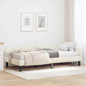 Struttura Letto Angolare con Materasso 2 pcs Crema Velluto 3393723