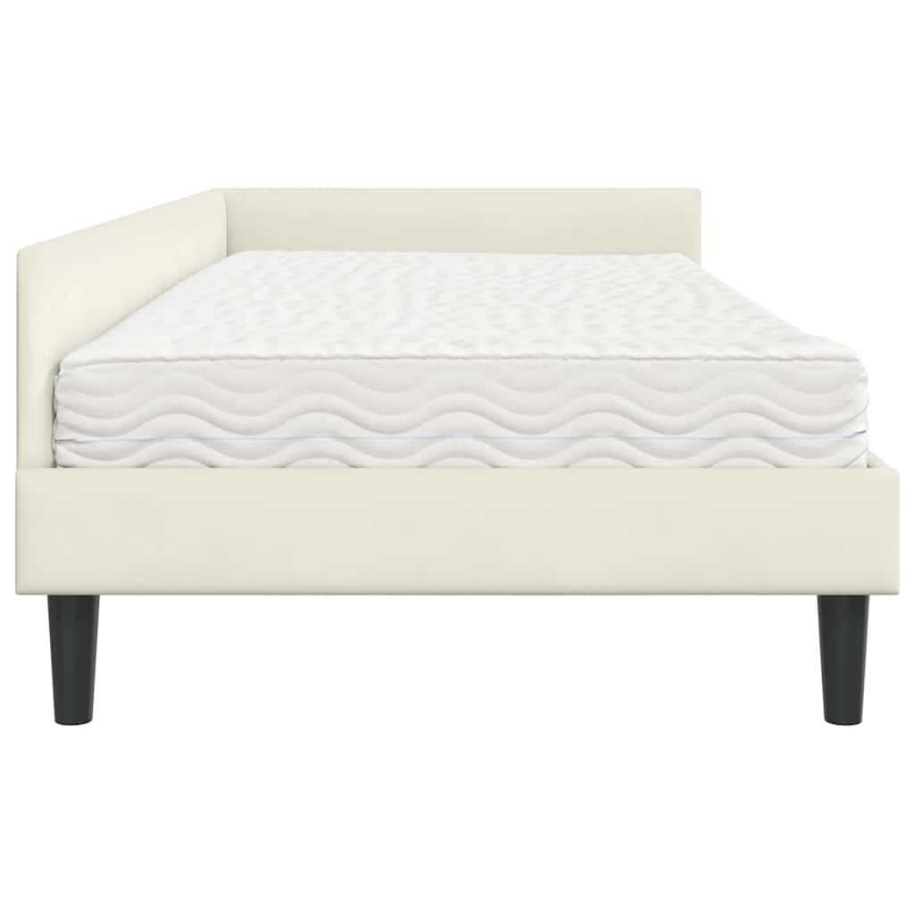 Struttura Letto Angolare con Materasso 2 pcs Crema Velluto 3393723