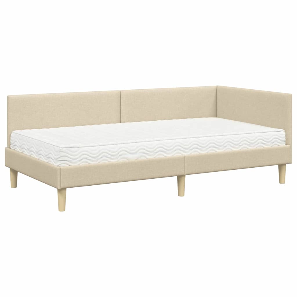 Struttura Letto Angolare con Materasso 2 pcs Crema Tessuto 3393731