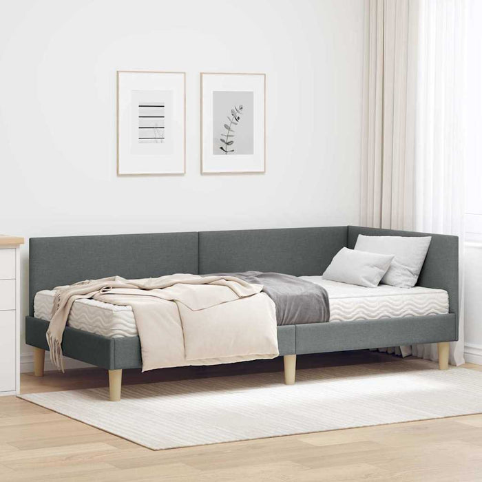 Struttura Letto Angolare con Materasso 2 pcs Grigio Tessuto 3393734