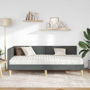 Struttura Letto Angolare con Materasso 2 pcs Grigio Tessuto