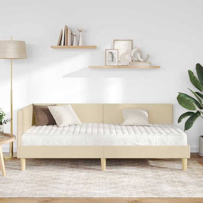 Struttura Letto Angolare con Materasso 2 pcs Crema Tessuto