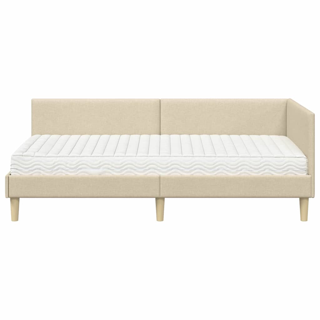 Struttura Letto Angolare con Materasso 2 pcs Crema Tessuto 3393739