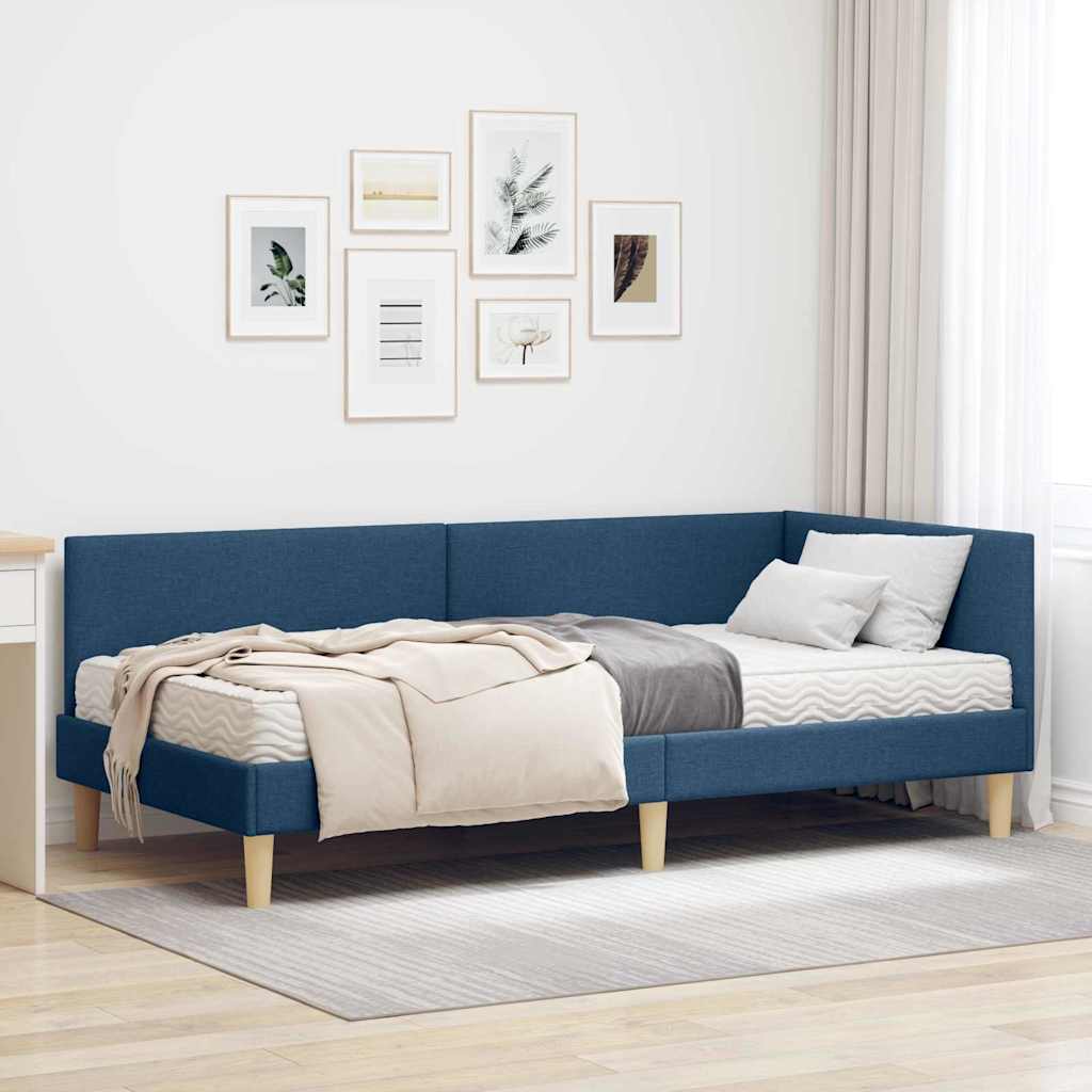 Struttura Letto Angolare con Materasso Altro 2 pcs Blu Tessuto 3393740