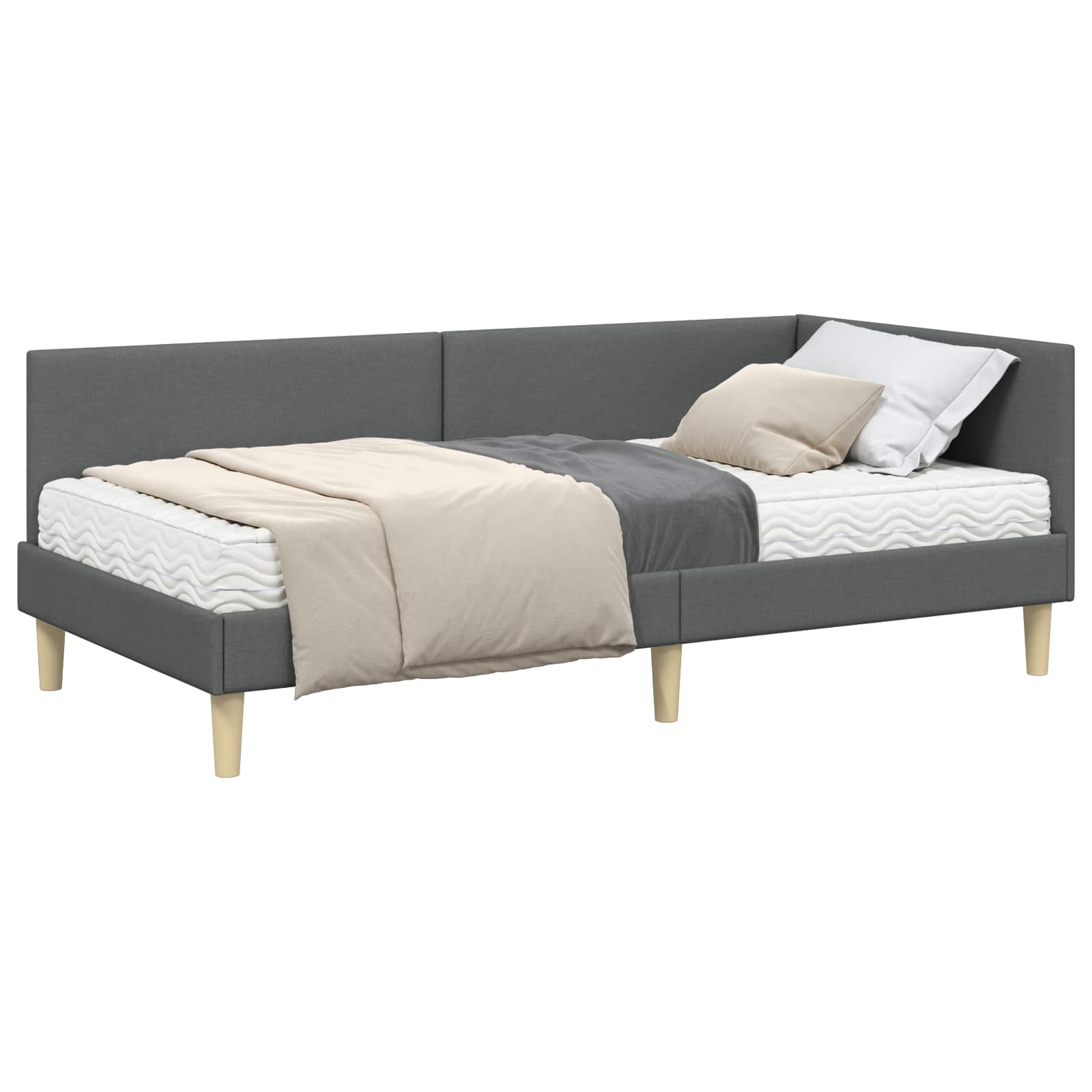 Struttura Letto Angolare con Materasso 2 pcs Grigio Tessuto 3393742