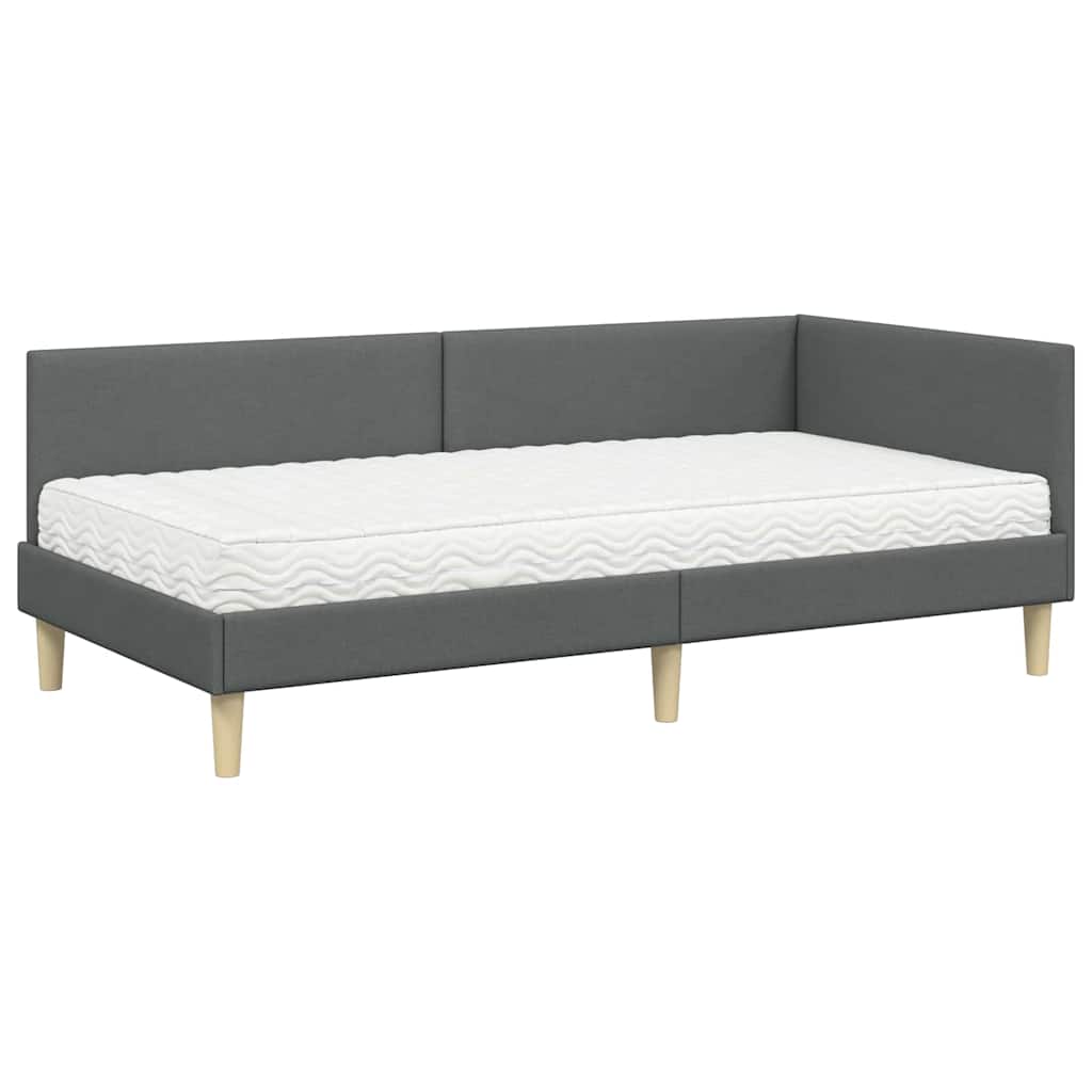 Struttura Letto Angolare con Materasso 2 pcs Grigio Tessuto 3393742